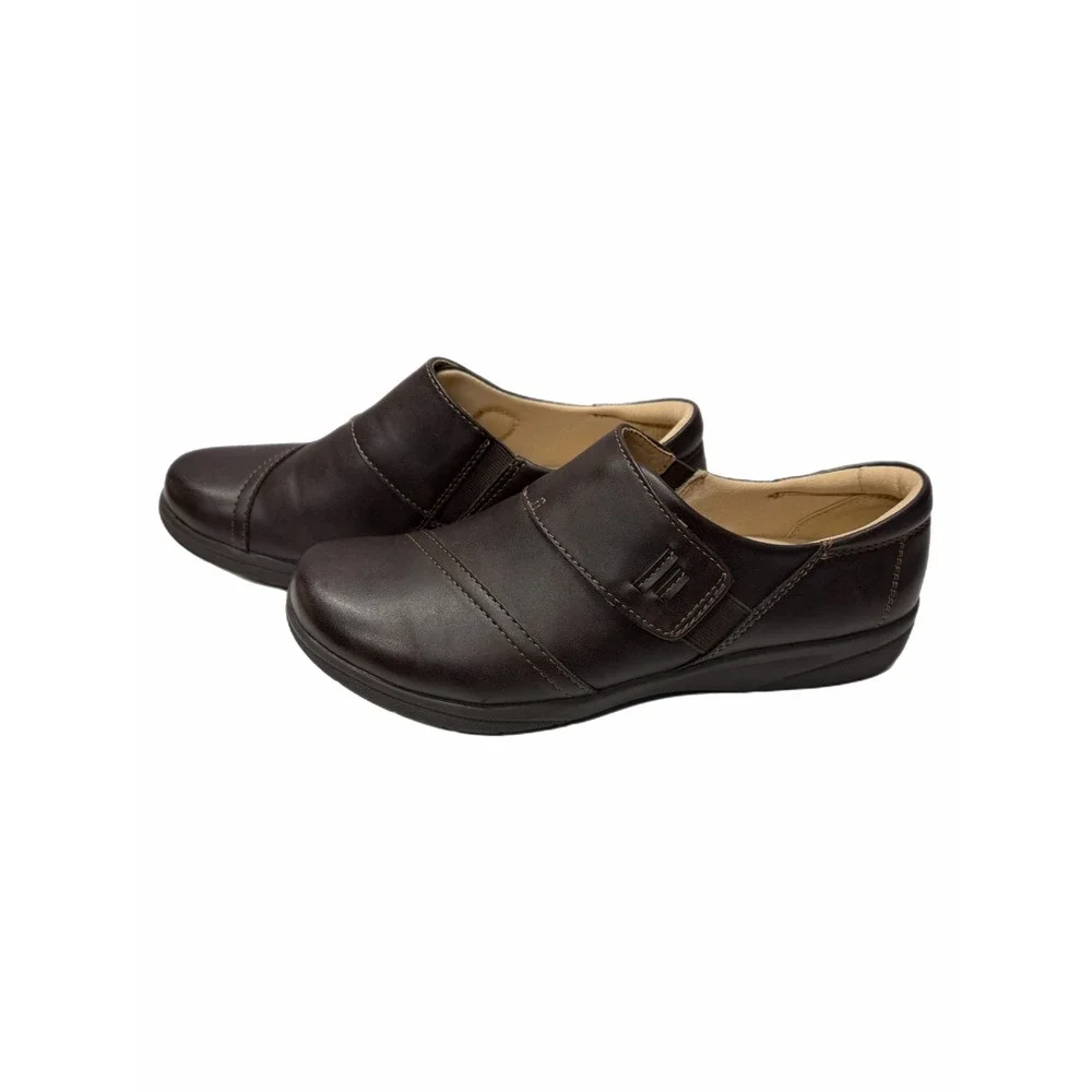 Kim Rogers Womens Ultra Comfort Dark Brown Leather Slip On Loafers Size 8.5M